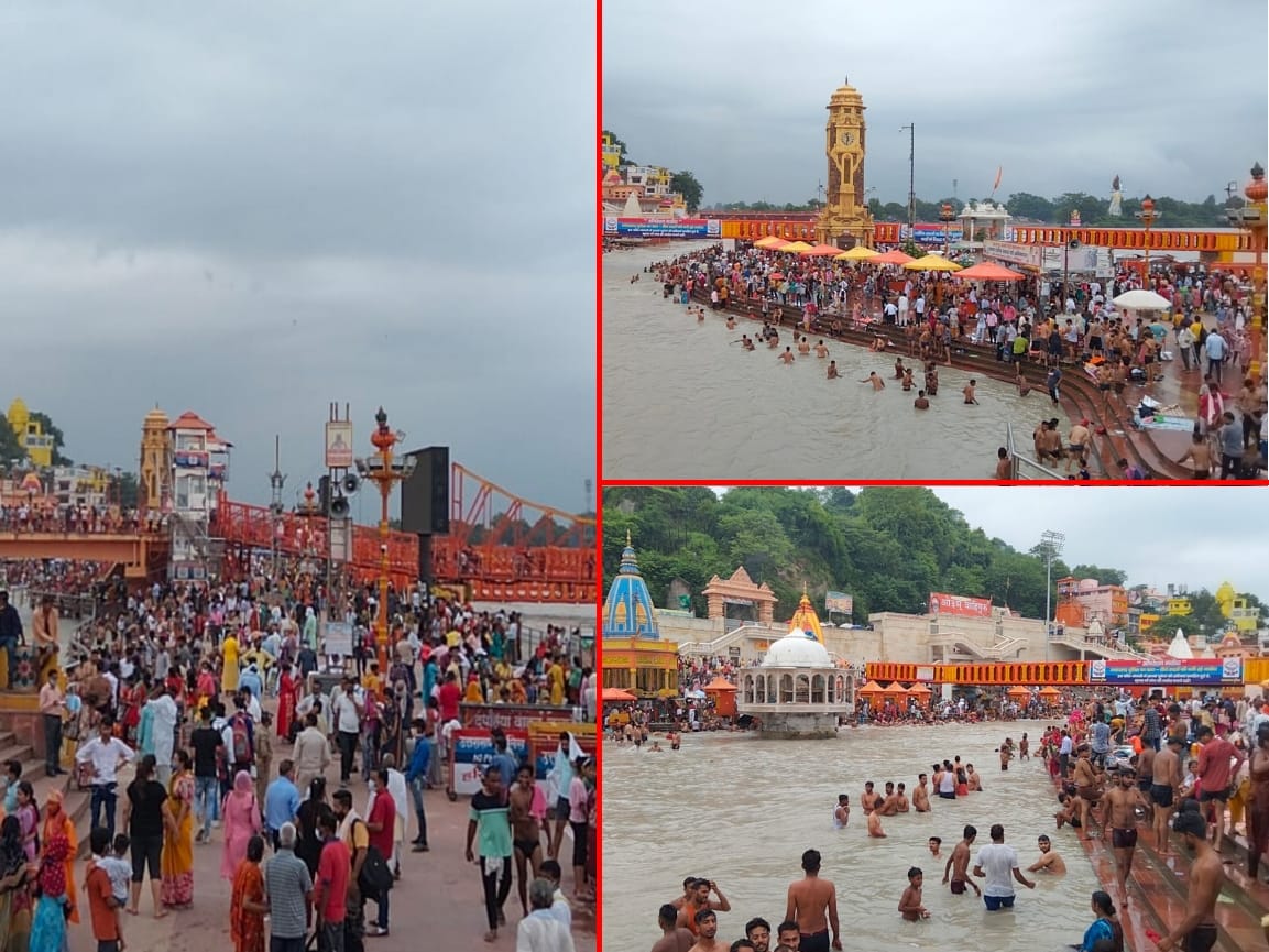 uttarakhand news: huge ruse for ganga snan in haridwar, devotee covid rules violation watch photos