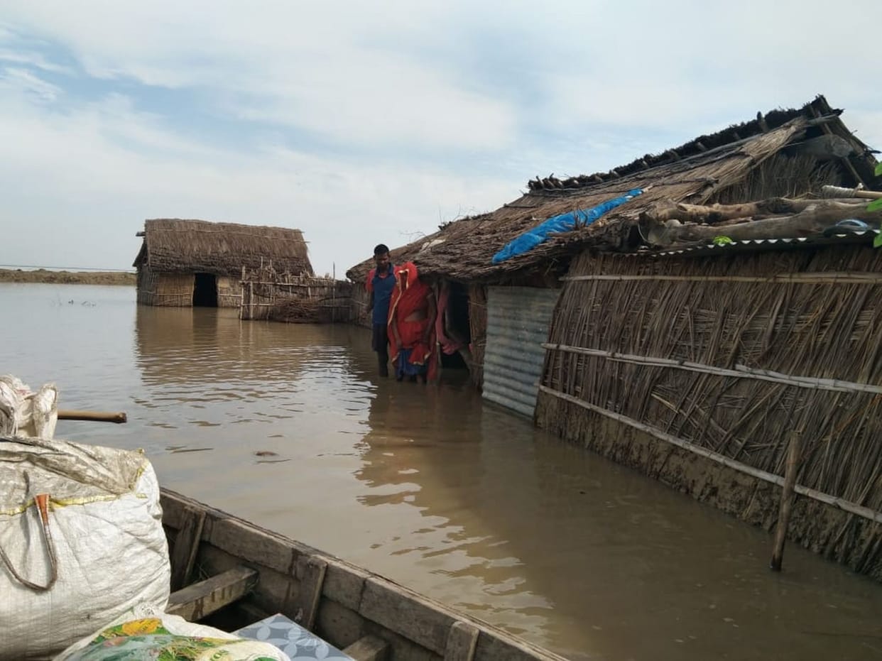 Water entered six houses, flood victims craving for grain