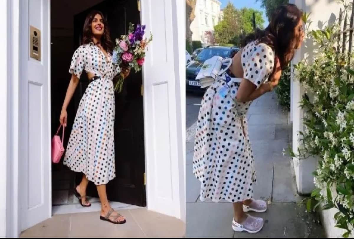 Priyanka Chopra is looking very gorgeous in expensive Polka dot midi dress