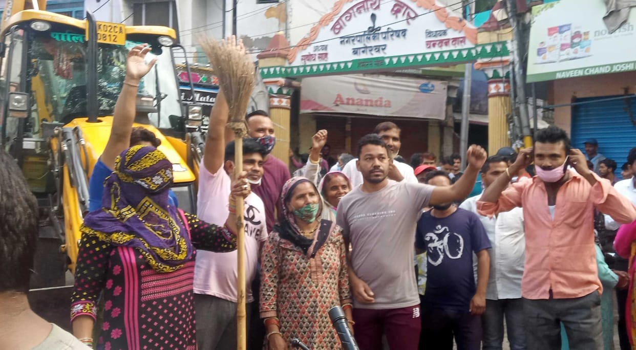 Sanitation workers furious for sending JCB and vehicles to collect garbage