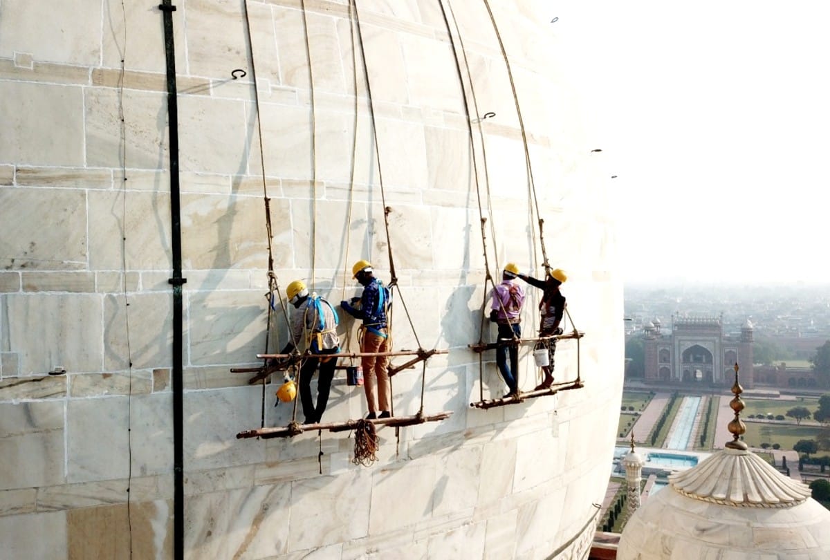 Conservation work on main dome of Taj Mahal after 77 years in Agra