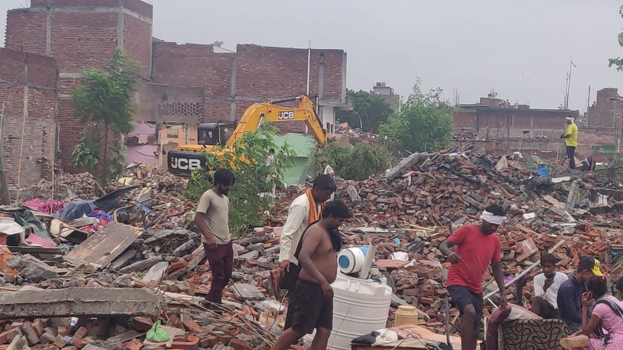 Protest and rain hindered yet 450 houses were broken