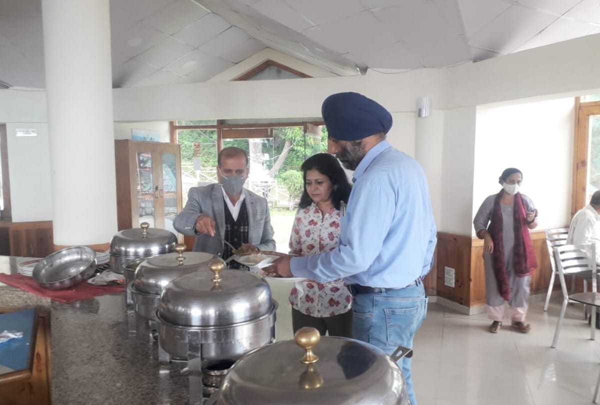 scenic view of naldehra golf course and himachali dham for tourists