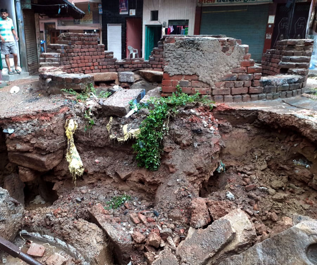 ancient well wall collapsed
