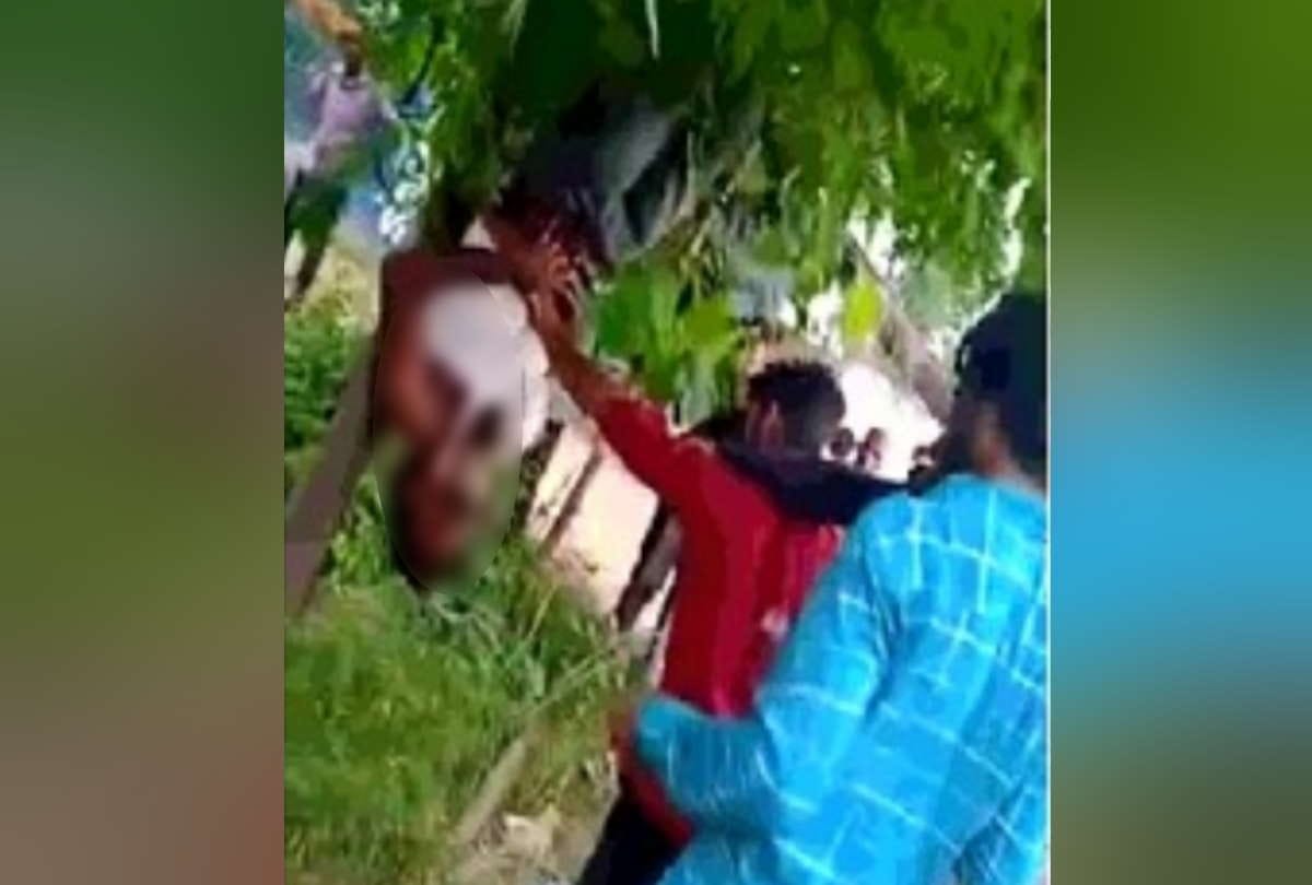 young man was brutally beaten with sticks and belts for two hours after  Hanging from tree in moradabad