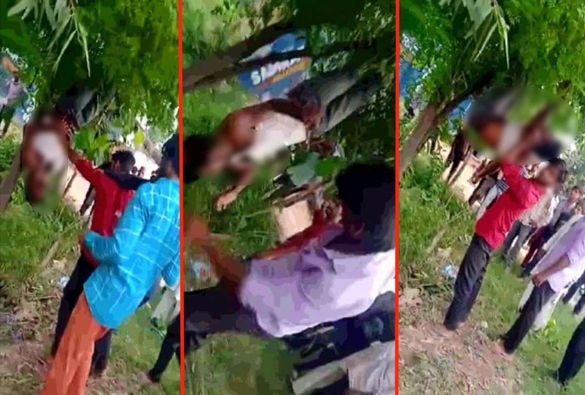 young man was brutally beaten with sticks and belts for two hours after  Hanging from tree in moradabad