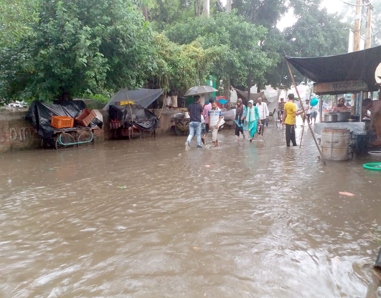 Waterlogging in Sambhal after rain