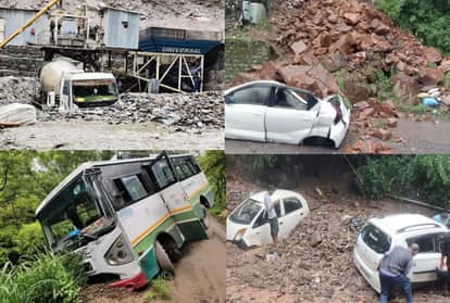 हिमाचल में तबाही की तस्वीरें।