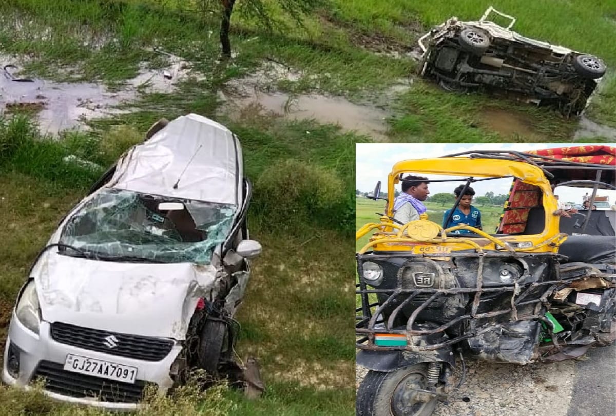 one dead and 11 injured after three motor car accident in siddharth nagar