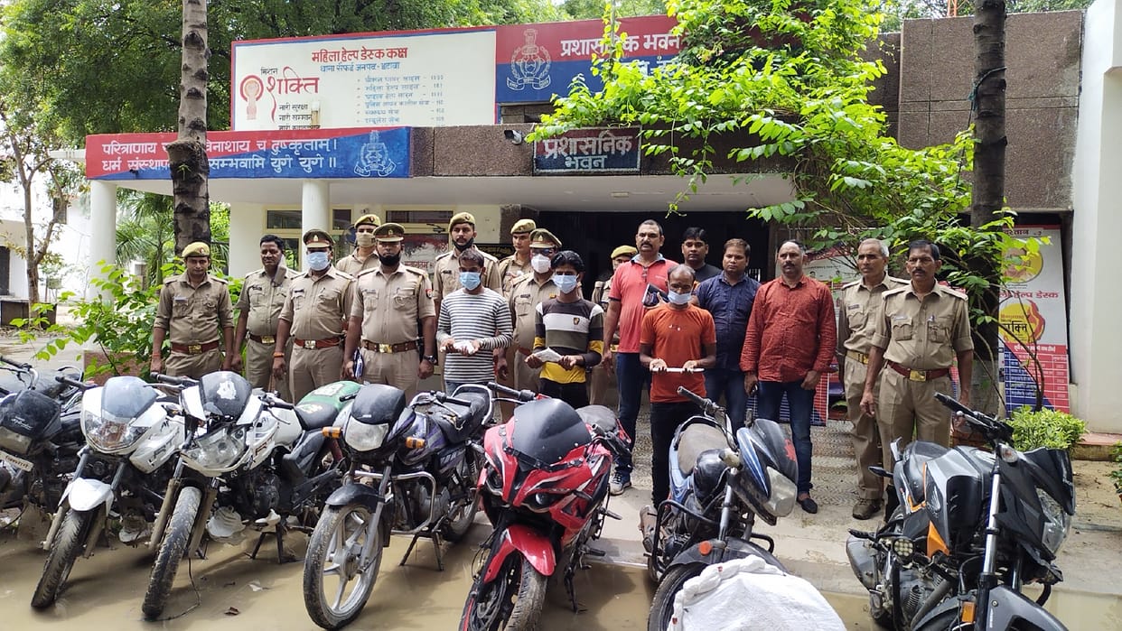 etawah news,Three inter-district vehicle thieves arrested, nine bikes recovered