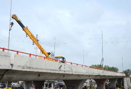 Poles started for lighting on Chaupula flyover