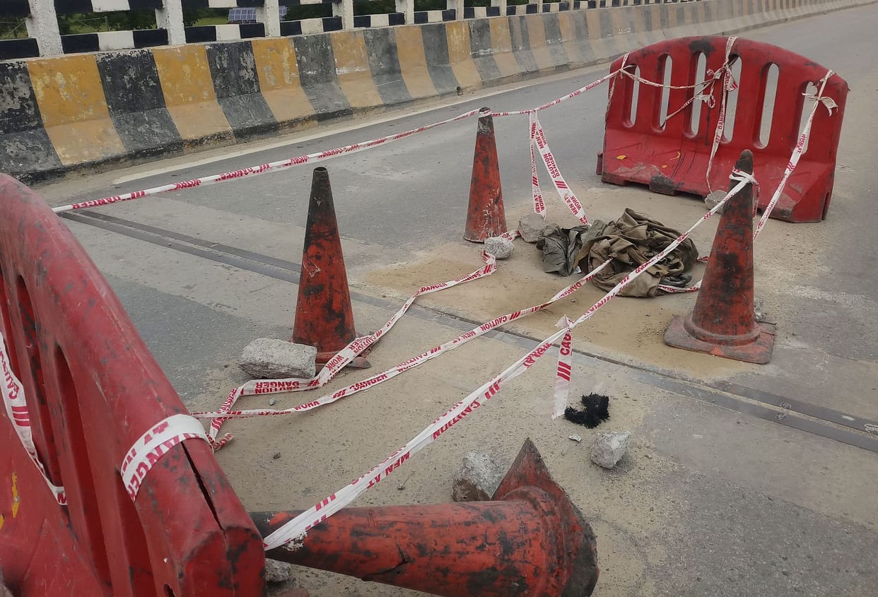 railway bridge of tanda-banda highway  broken again