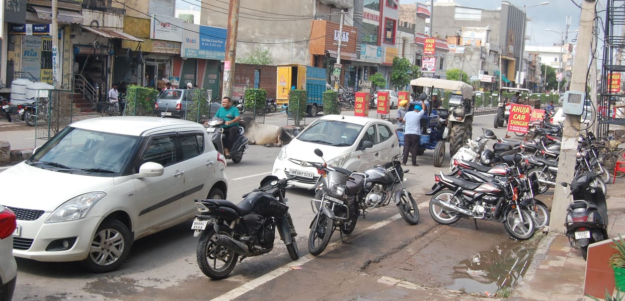 Due to lack of parking, there is jam on the roads