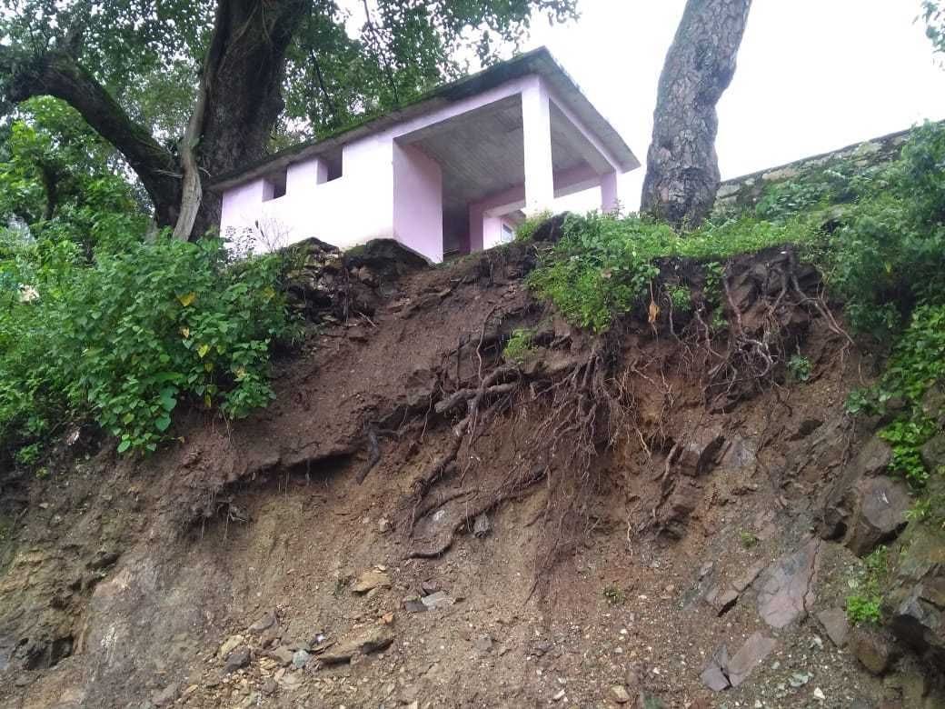 Six houses damaged, temple also in danger