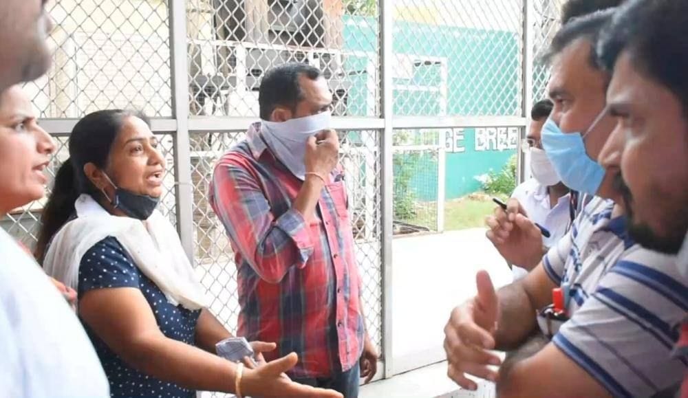 Allegation of sending low marks in the board, students and parents created a ruckus