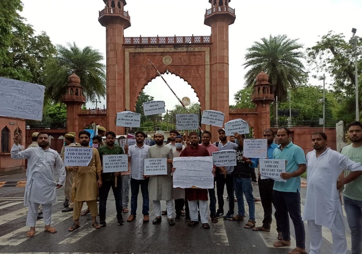 Students march out for Open Maulana Azad Library