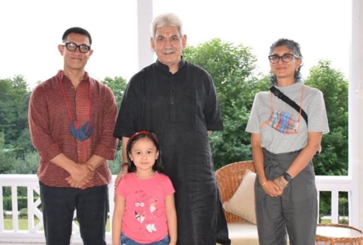 Aamir khan and kiran rao met J&K Lt Gov Manoj Sinha at raj bhavan and discussed about new film policy of J&K