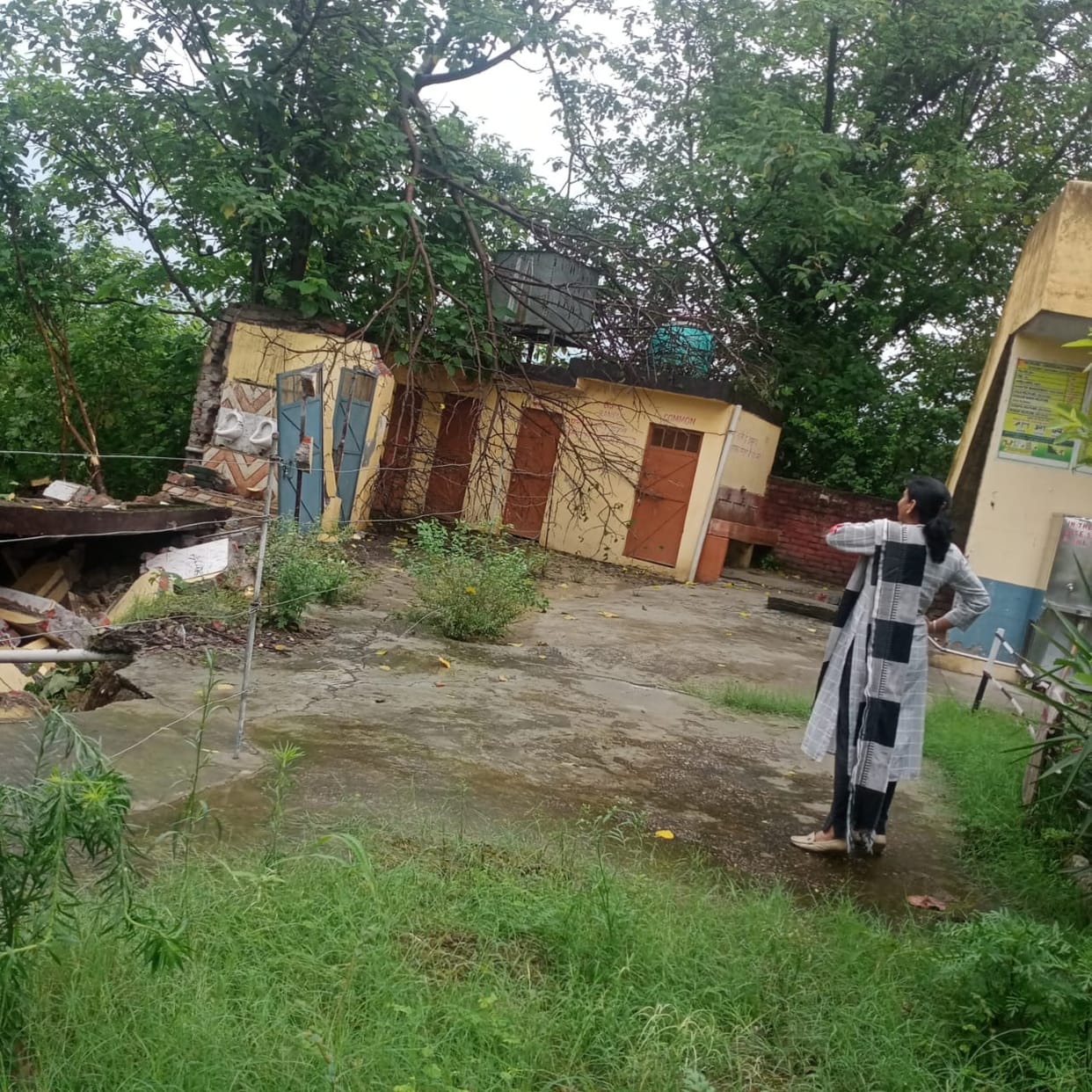 Rampur school toilet and boundary wall collapsed