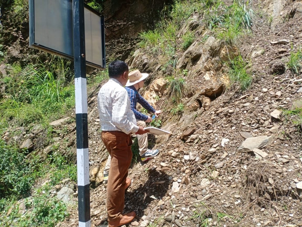 The team of geoscientists surveyed the landslide-prone village of Bharatoli