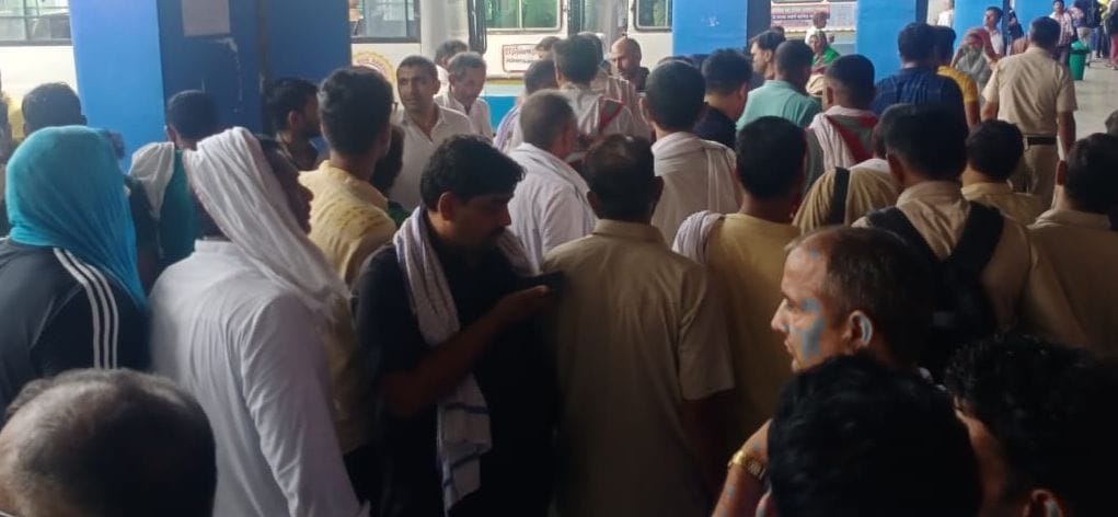Private bus operators and roadways workers came face to face at the stand