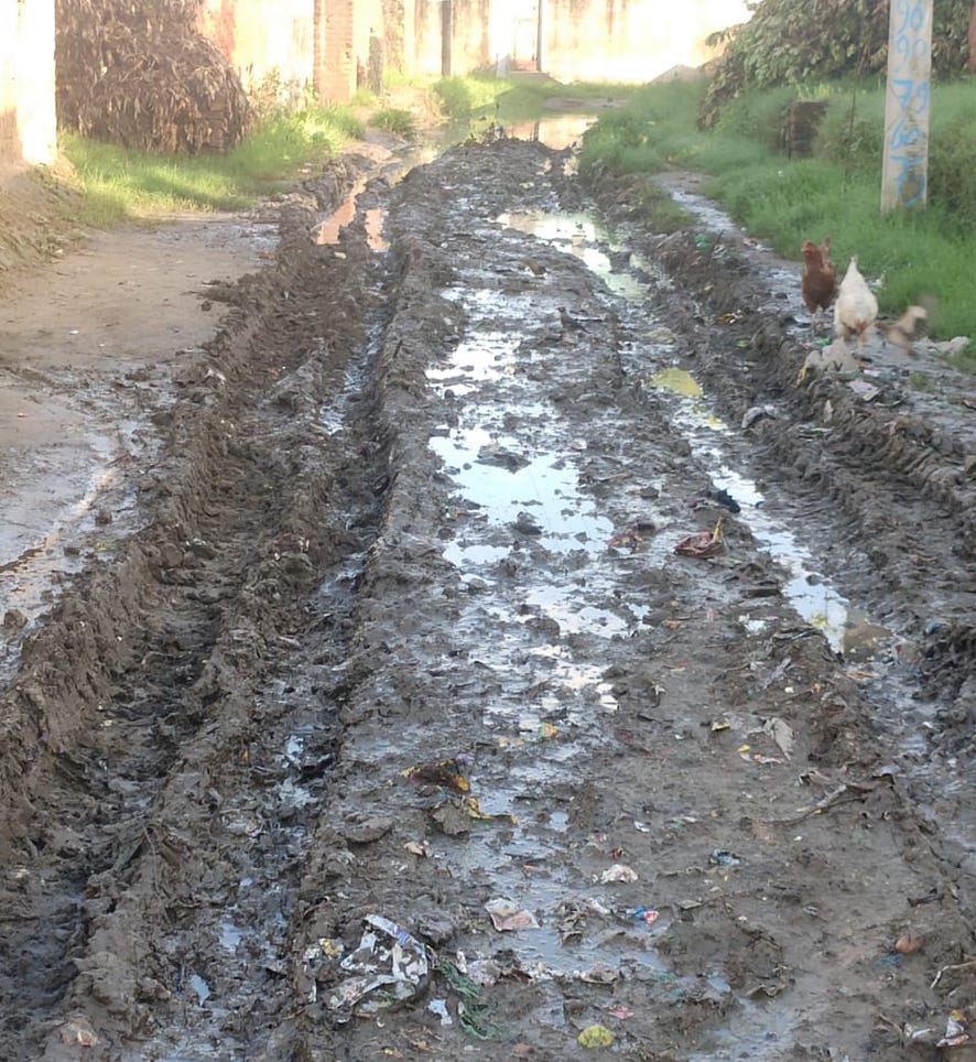 forced to walk through the mud