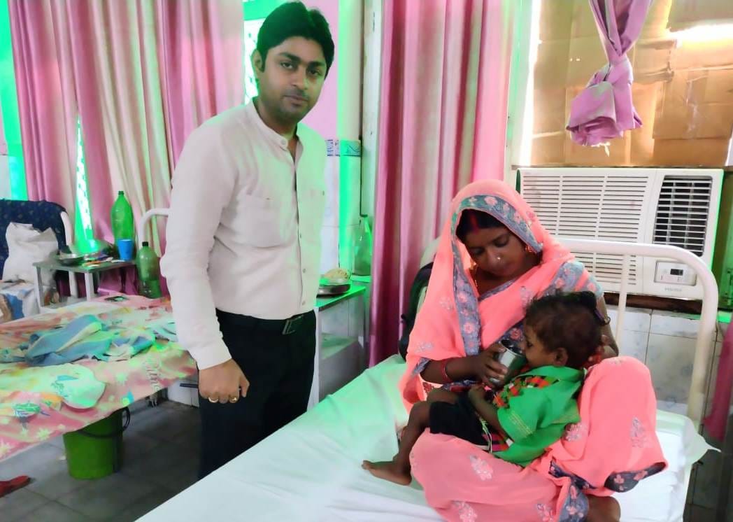Malnourished child admitted to nutrition rehabilitation center