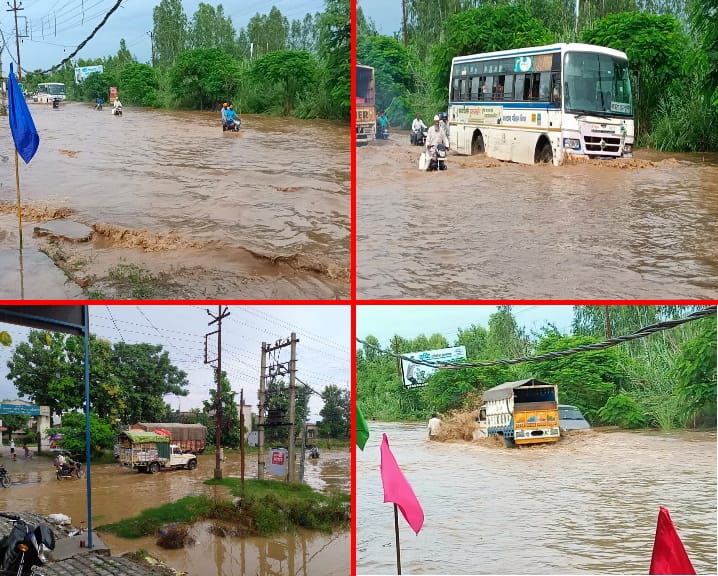 uttarakhand monsoon rain : due to heavy rain river overflow in bajpur, people faces flood like condtion, photos