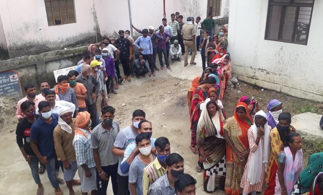 People gather for vaccination
