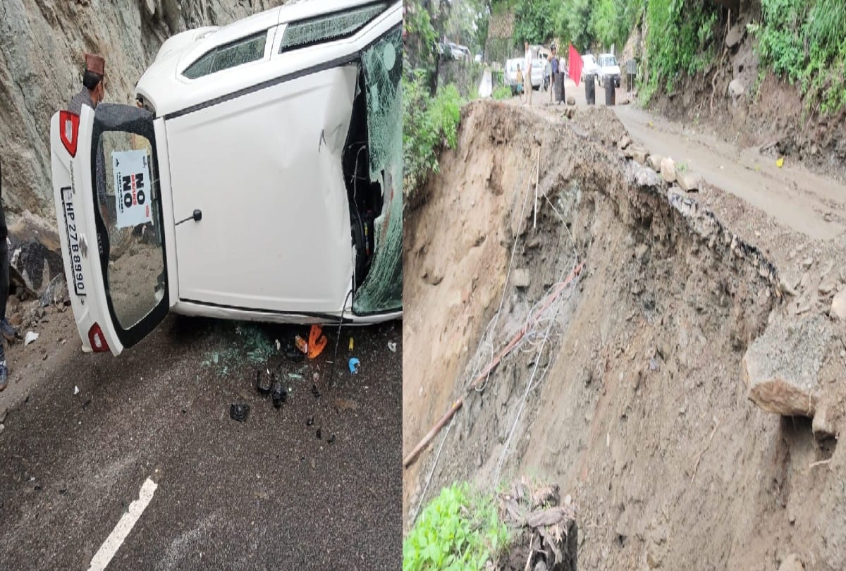 himachal Weather today: many roads still disrupted in Himachal, rocks fell on the vehicle in Kinnaur, two days of heavy rain alert in the state