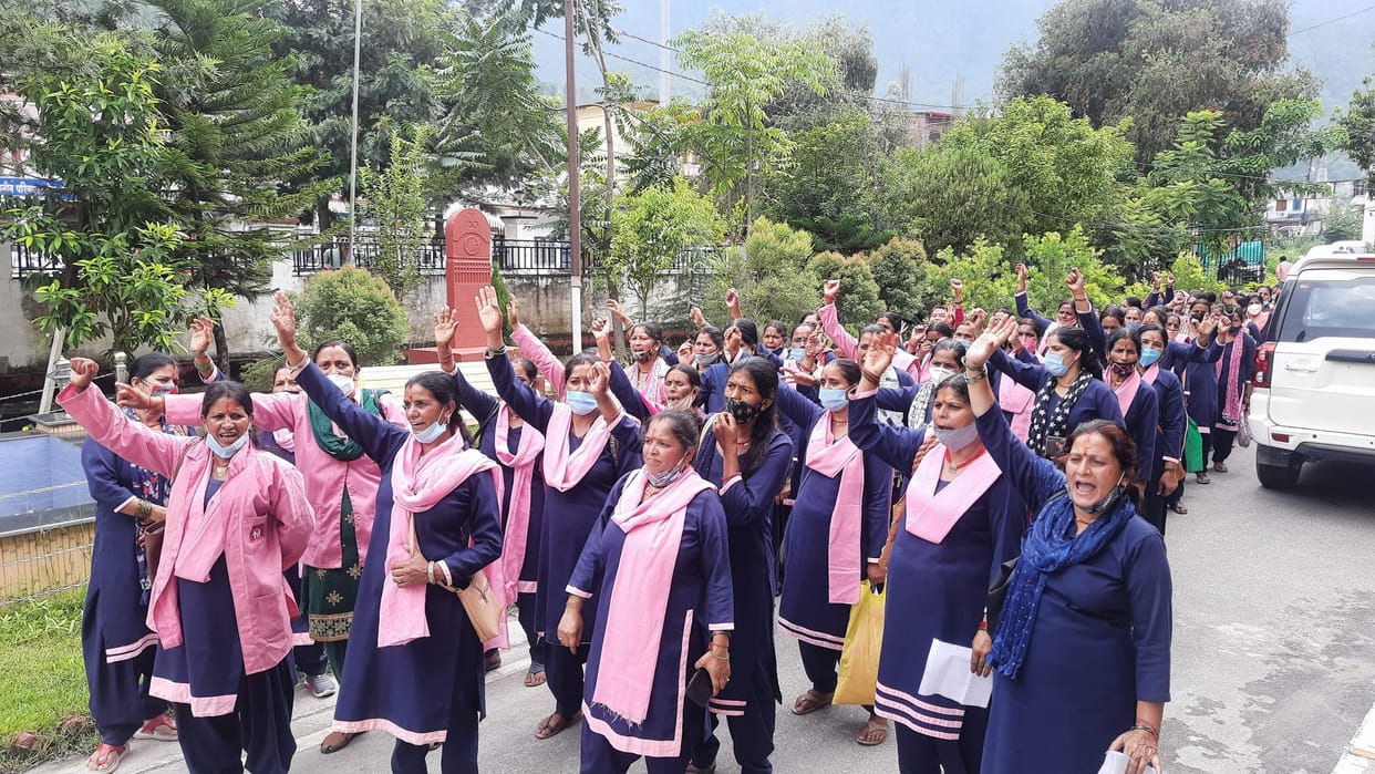 Demonstration of asha on Collectorate