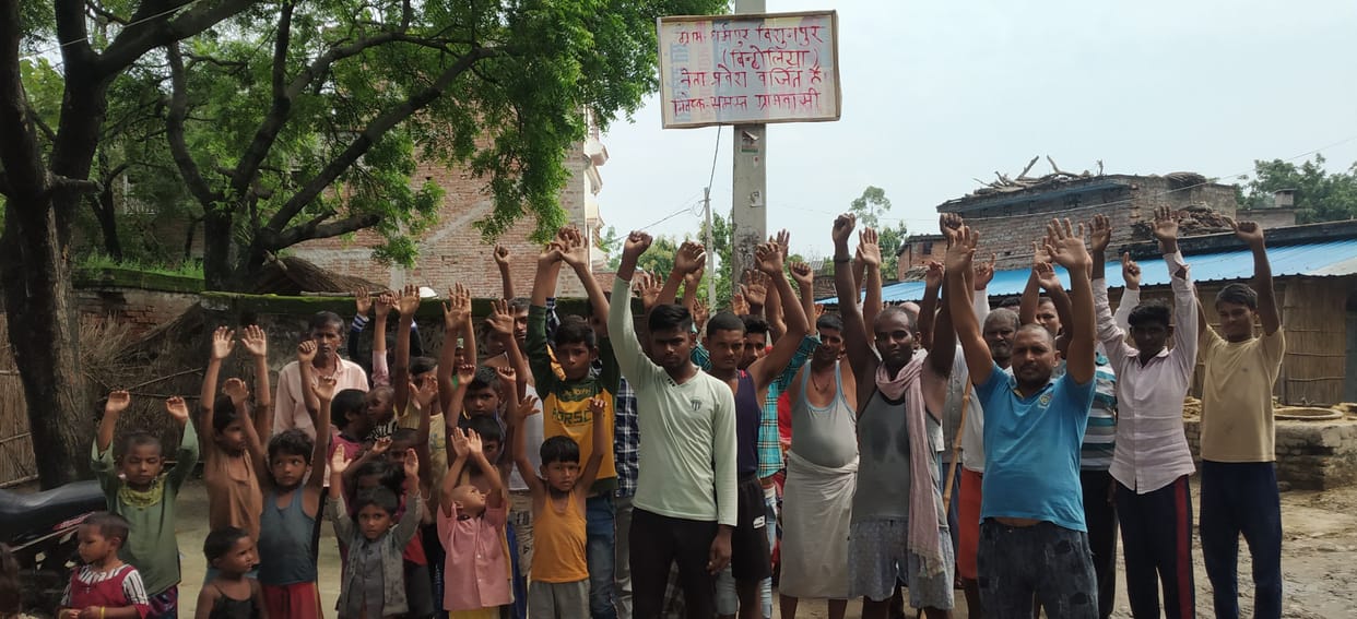 'Leader entry barred' board outside the village