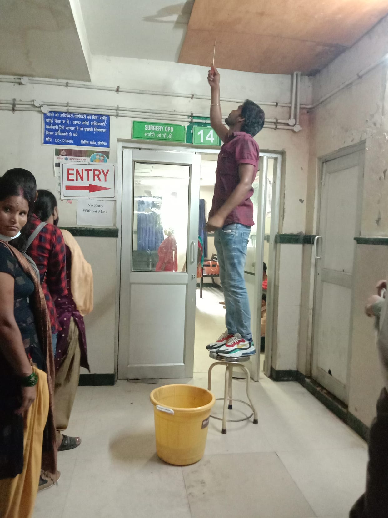 The work of repairing the broken ceiling of the ceiling started in OPD