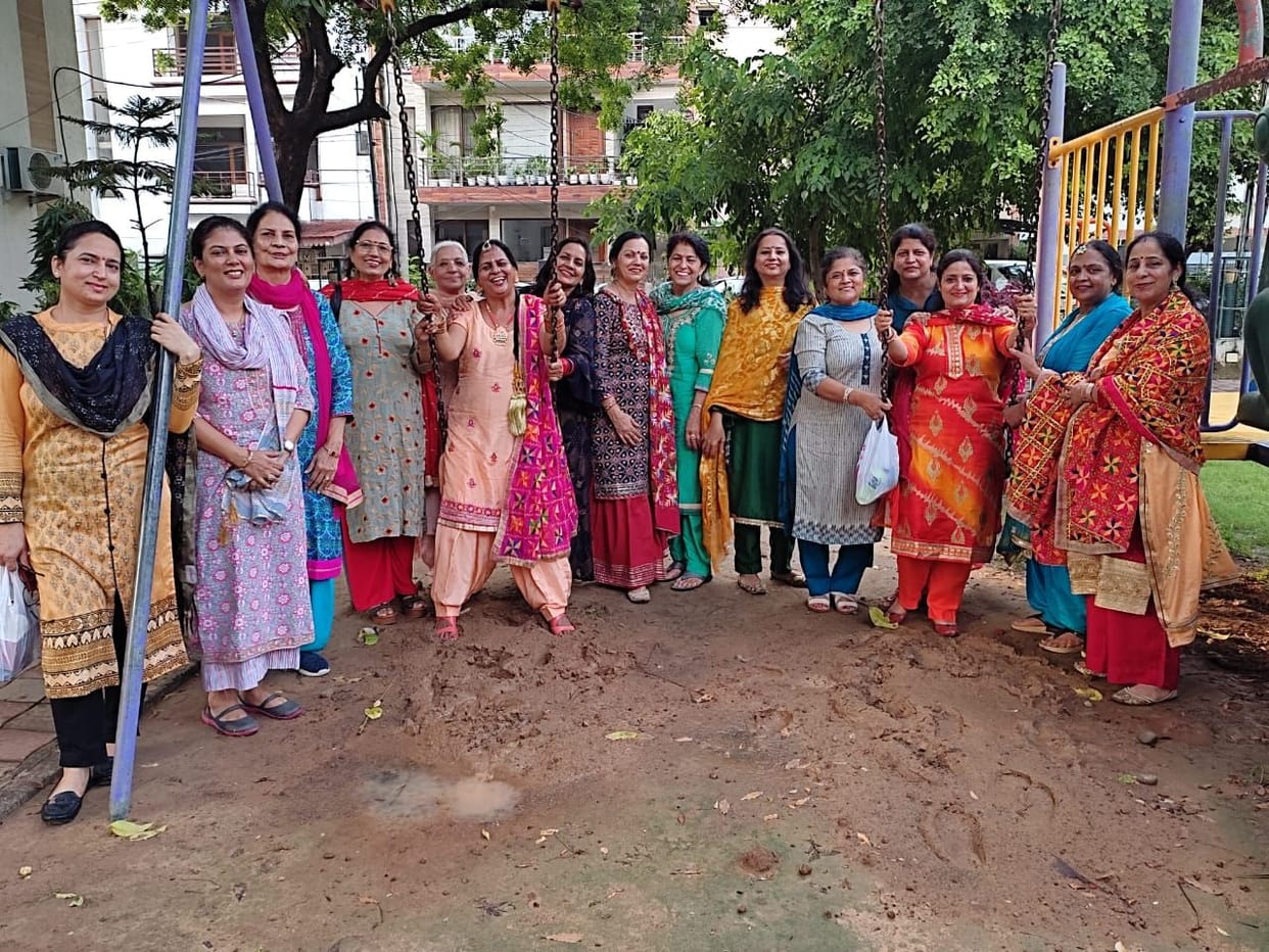 Women celebrated Teej by swinging