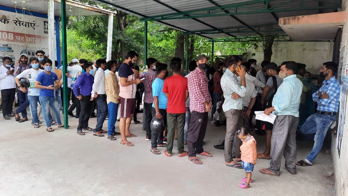 Vaccination done in long lines