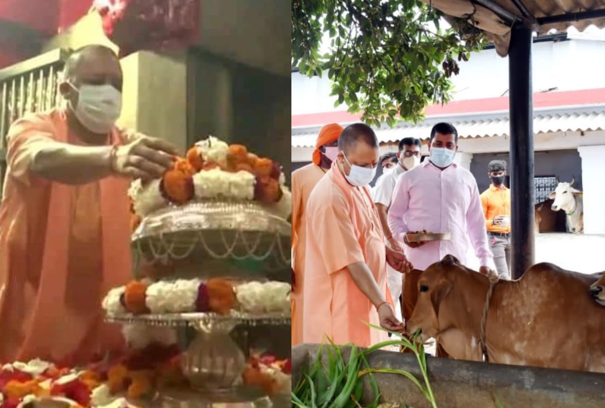 CM Yogi Adityanath offers prayer in shaktipeeth in Balrampur.