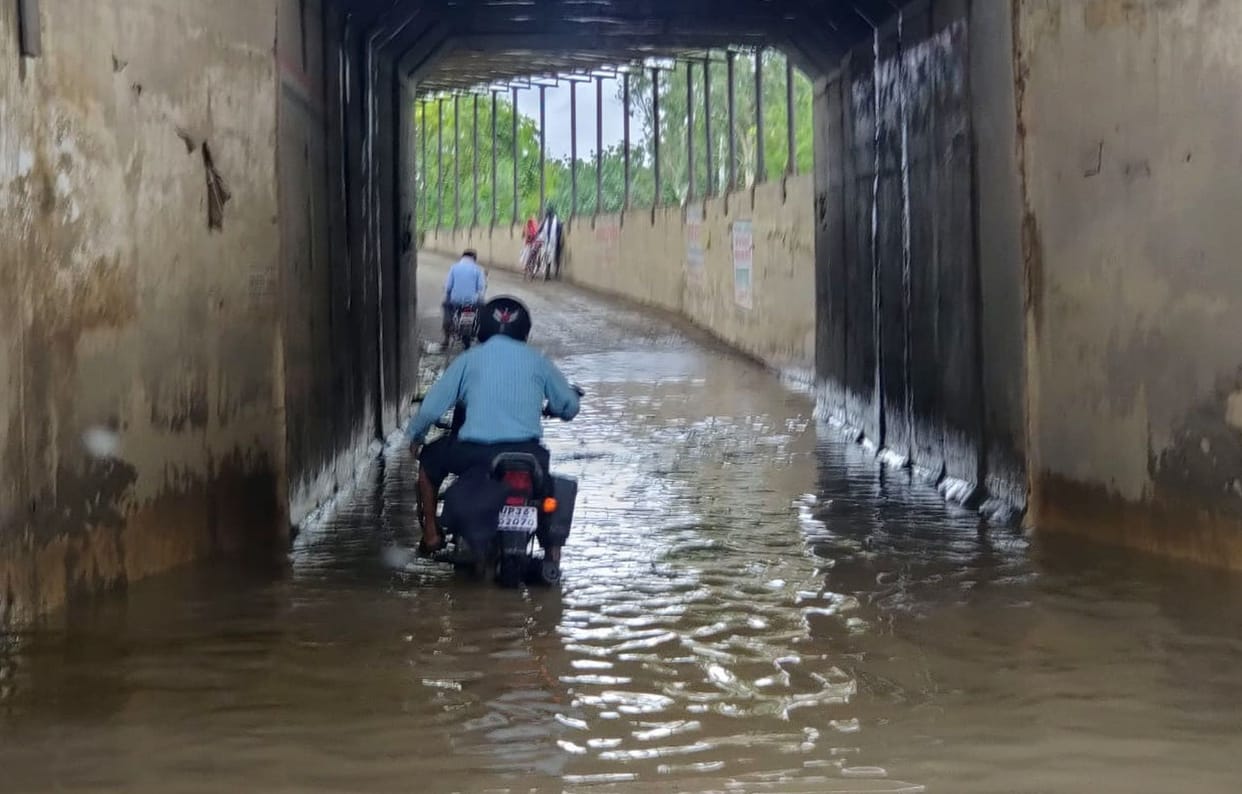 peoples are suffering due to water-logging at under pass