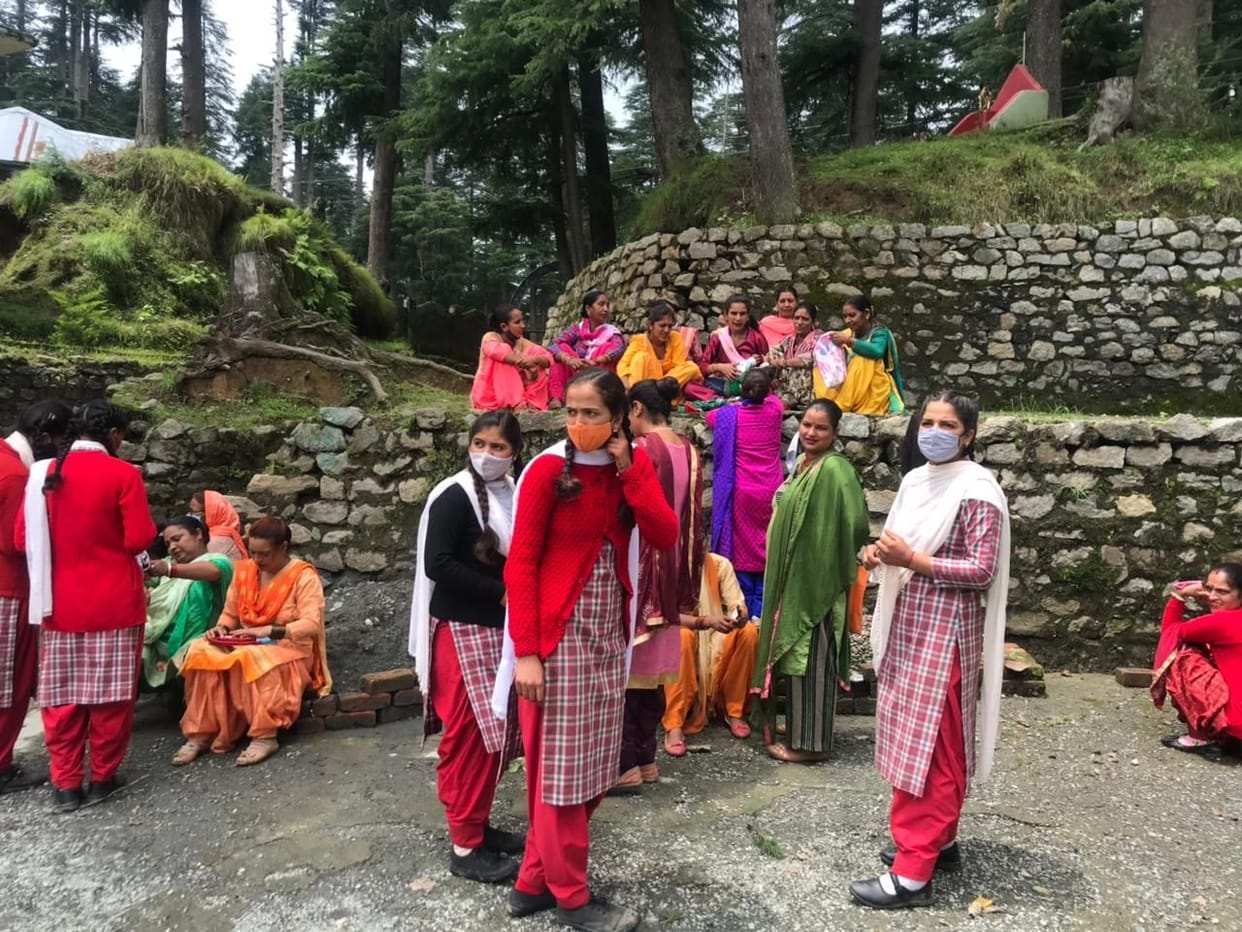 Corona vaccination being done among students in Khajjiar