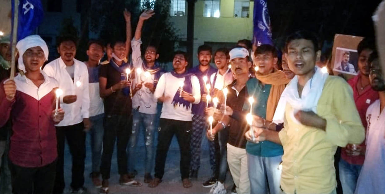 Bhim Army workers took out candle march