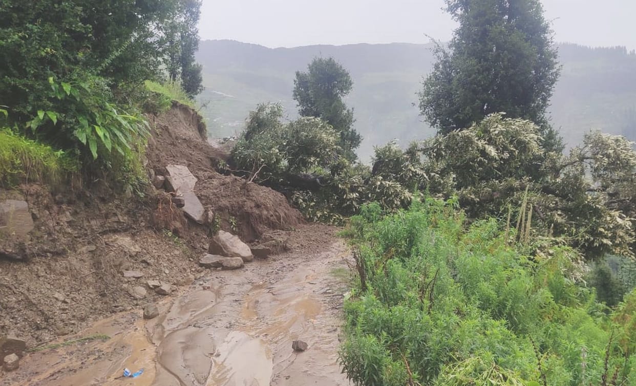 10 roads in the district closed due to landslide, people forced to travel on foot