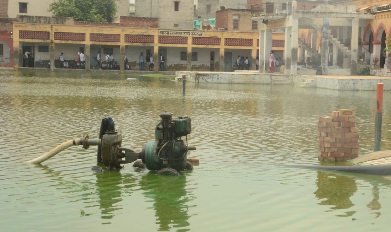 Drainage of water starts from Shaheed Dalbir Singh Government School, the ground will be empty soon