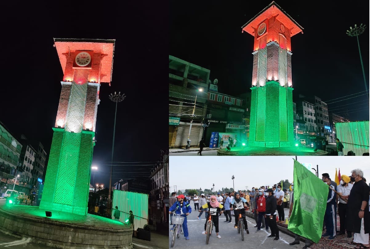 Jammu-Kashmir: Preparations in full swing for Independence Day celebrations, bell tower of Lal Chowk in Srinagar lit up with tricolor, see photos