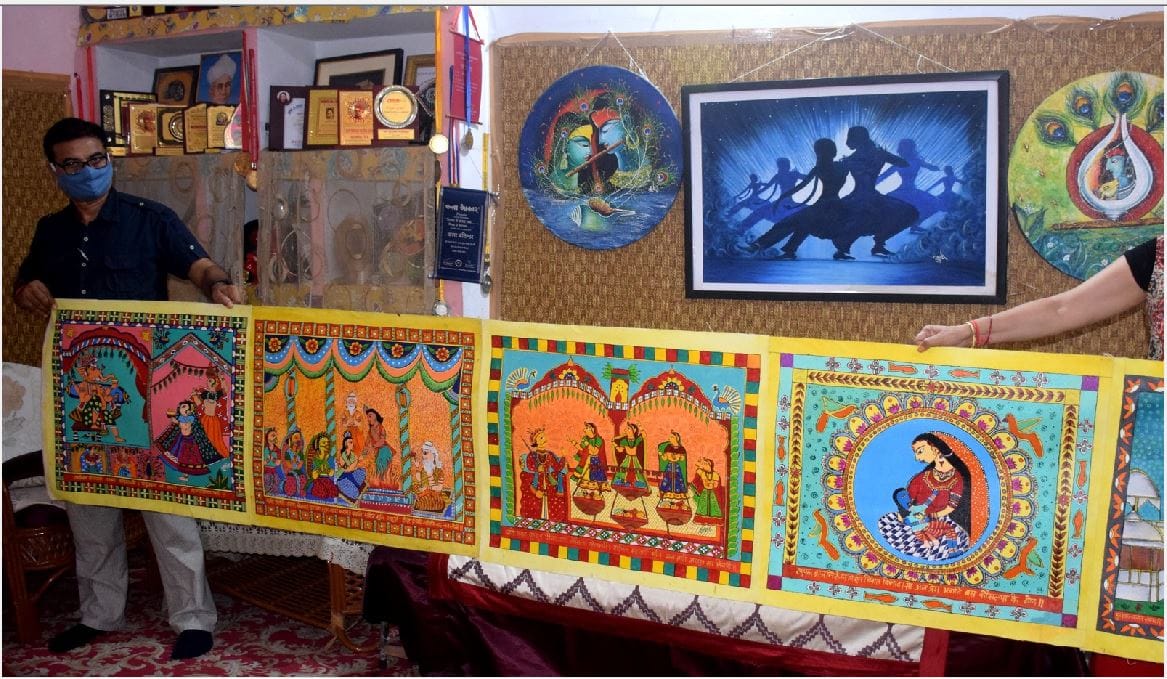 lord Rama life story in one picture Ramayana carved on 130 feet long canvas in azamgarh  complete story from Rama birth to Jal Samadhi