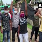 त्रिपुरा में भाजपा कार्यकर्ताओं का विरोध प्रदर्शन