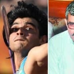 नीरज चोपड़ा और उनके पिता सतीश चोपड़ा।