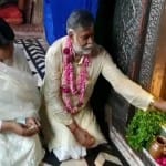 बांकेबिहारी मंदिर में देहरी पूजन करते केंद्रीय राज्यमंत्री