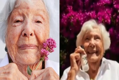 99 years old american woman Helene simon modeled for a beauty brand now she is trending on social media