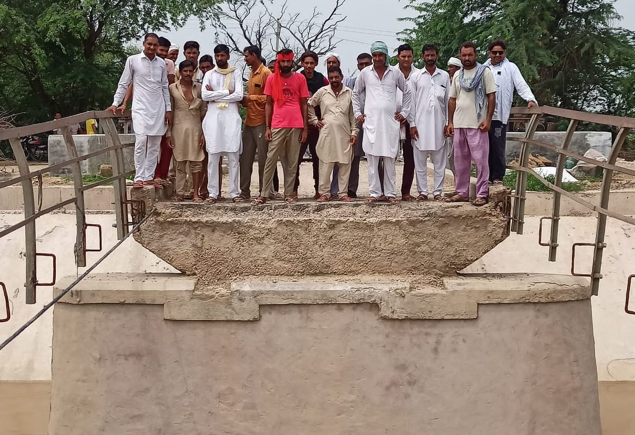 Railing became a support to go across the Rajasthan canal to the fields