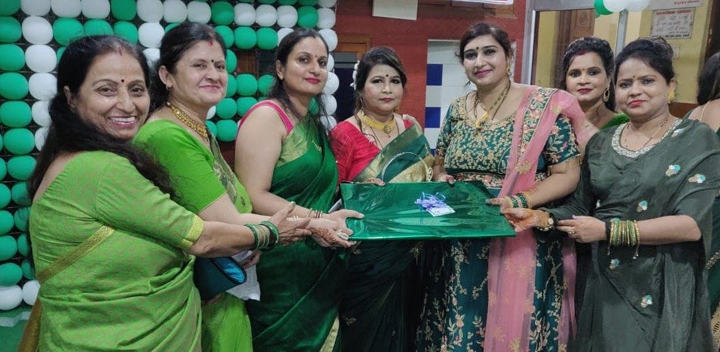 Teej Queen's crown adorns Rhea and Pushpa's heads