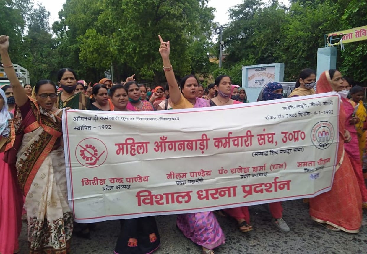 asha workers,asha workers protest,anganwadi welfare association,covid vaccination,asha workers demand