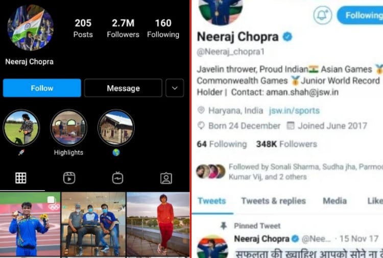 Number of followers Athlete Neeraj Chopra increased on social media